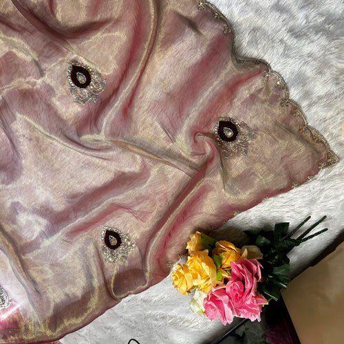 Double Shade Handwork Twill Fabric Saree