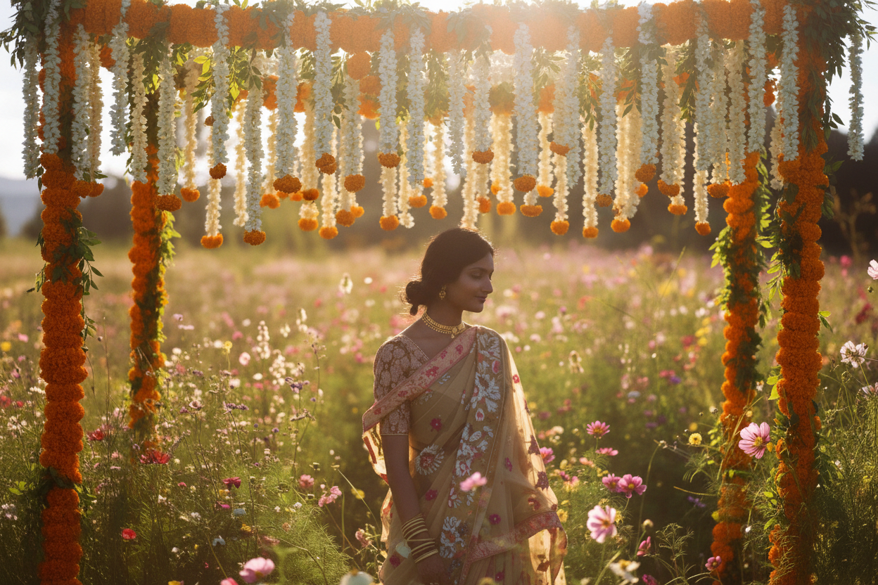 Jasmine Marigold Saree