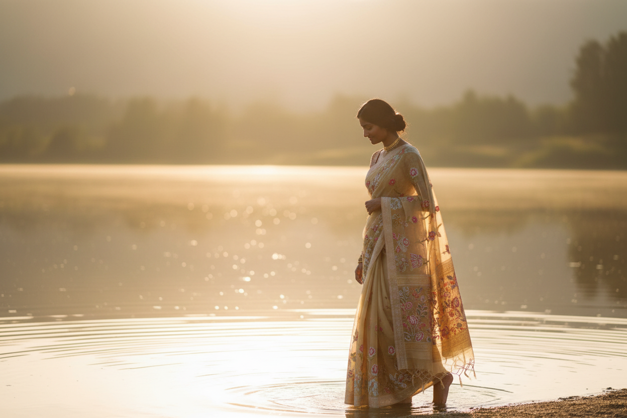 Lakeside Sunrise Saree