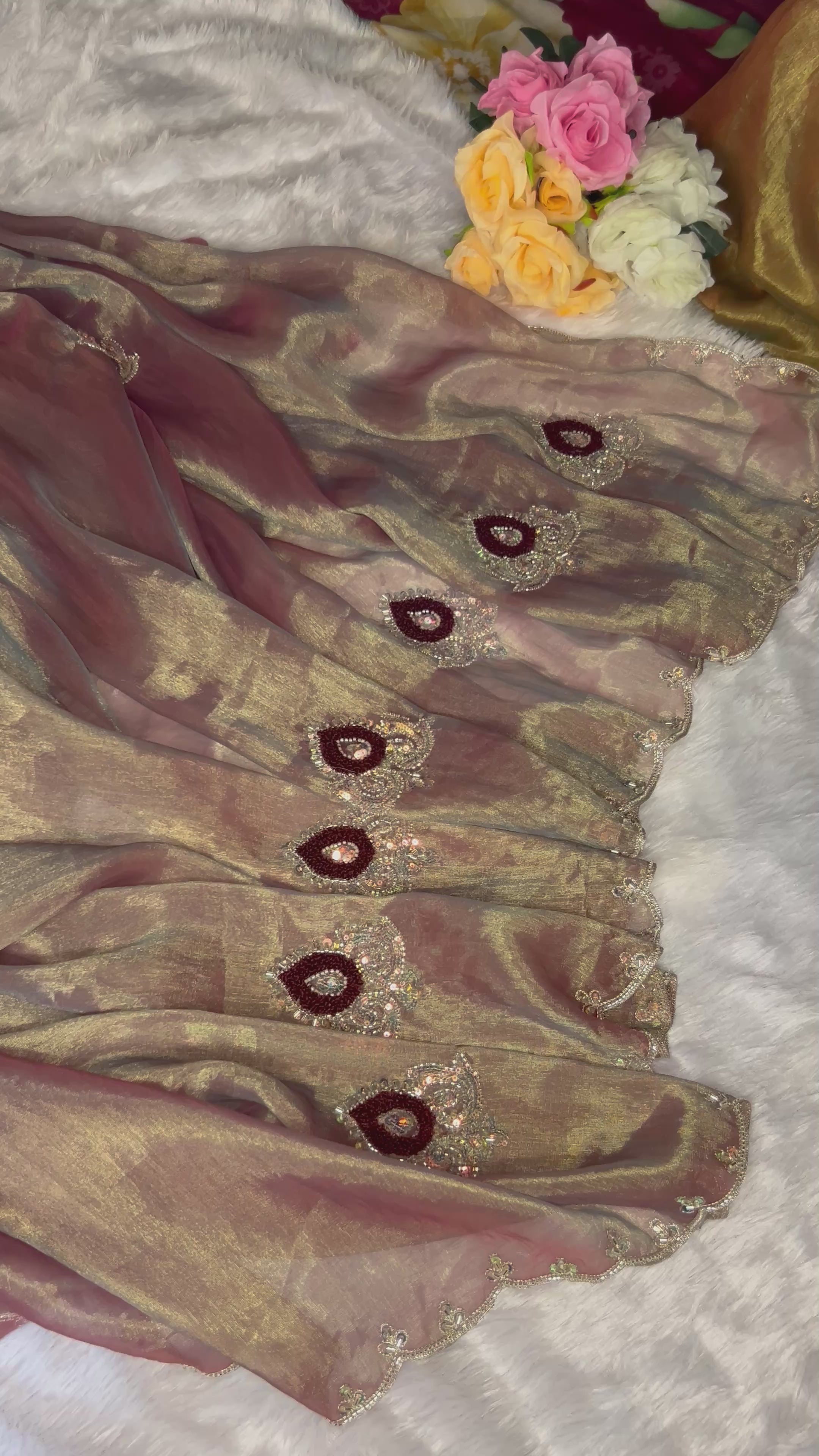 Double Shade Handwork Twill Fabric Saree