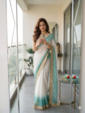 Premium Fendy Satin Jacquard Weaving Saree with Golden Lace Border