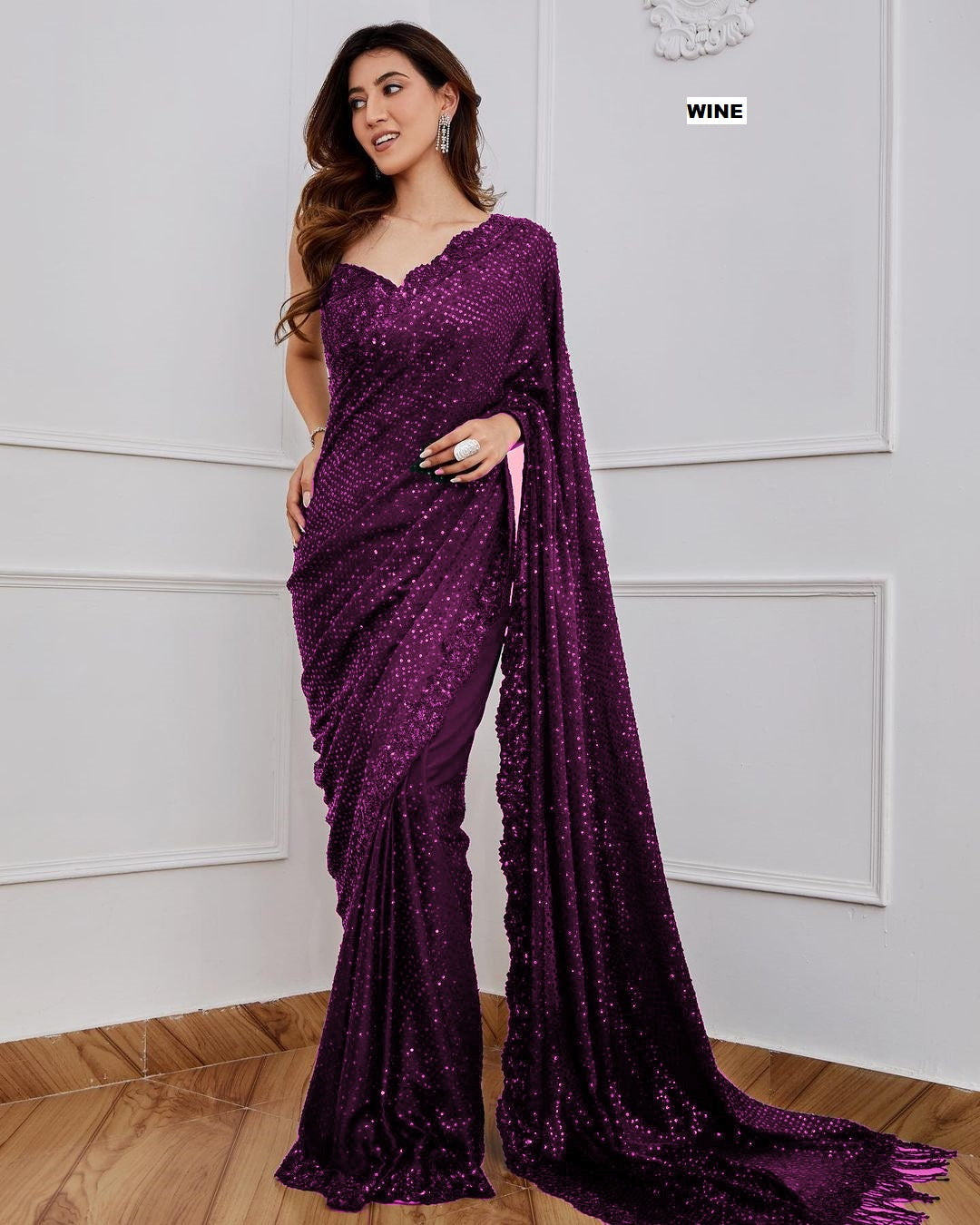 Bollywood Designer Georgette Saree with 5mm Sequins Embroidery