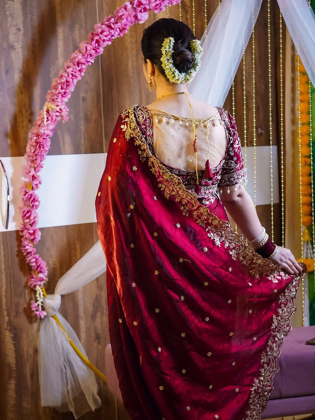New Bollywood Trending Fendy Satin Silk Saree with Embroidery & Sequins Work