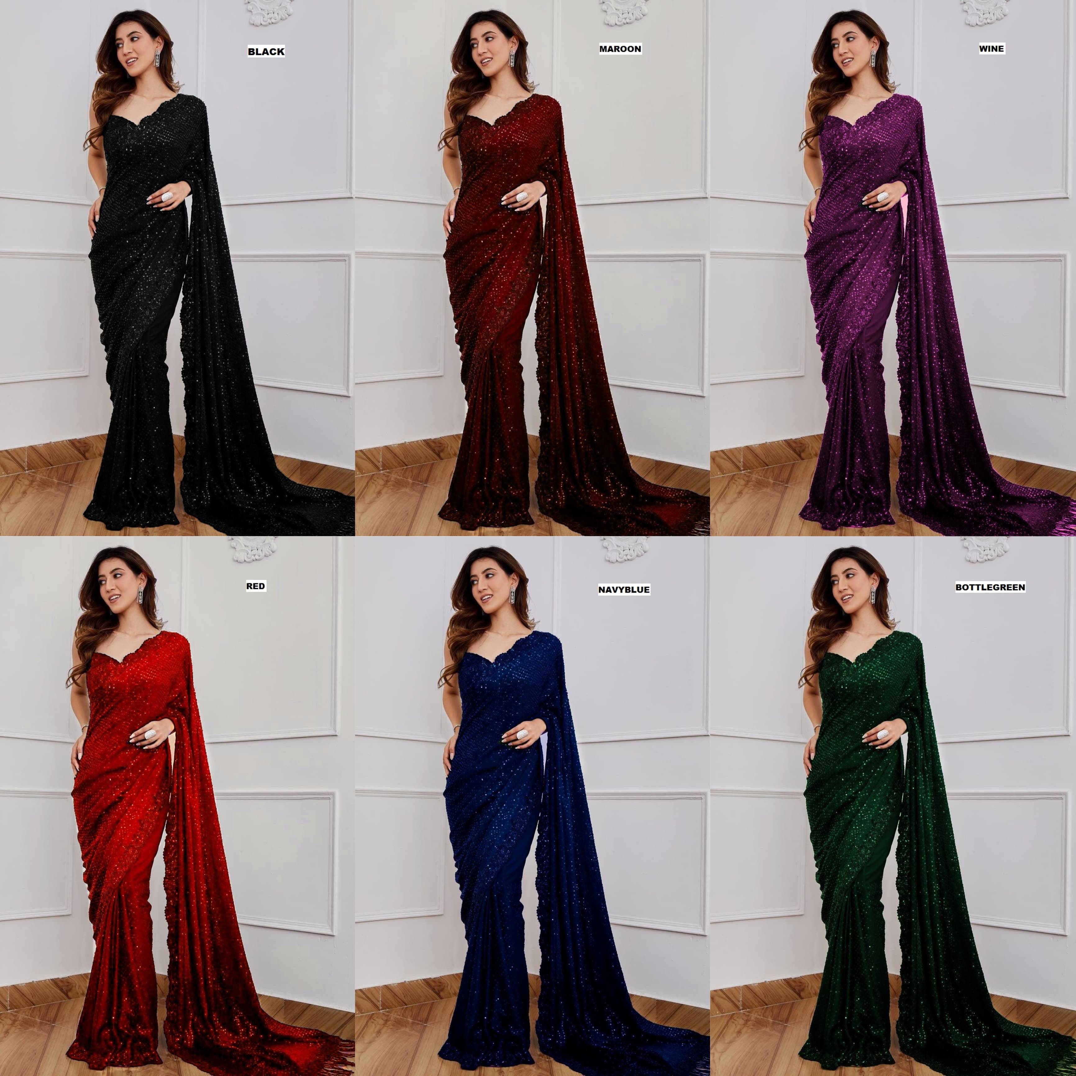 Bollywood Designer Georgette Saree with 5mm Sequins Embroidery