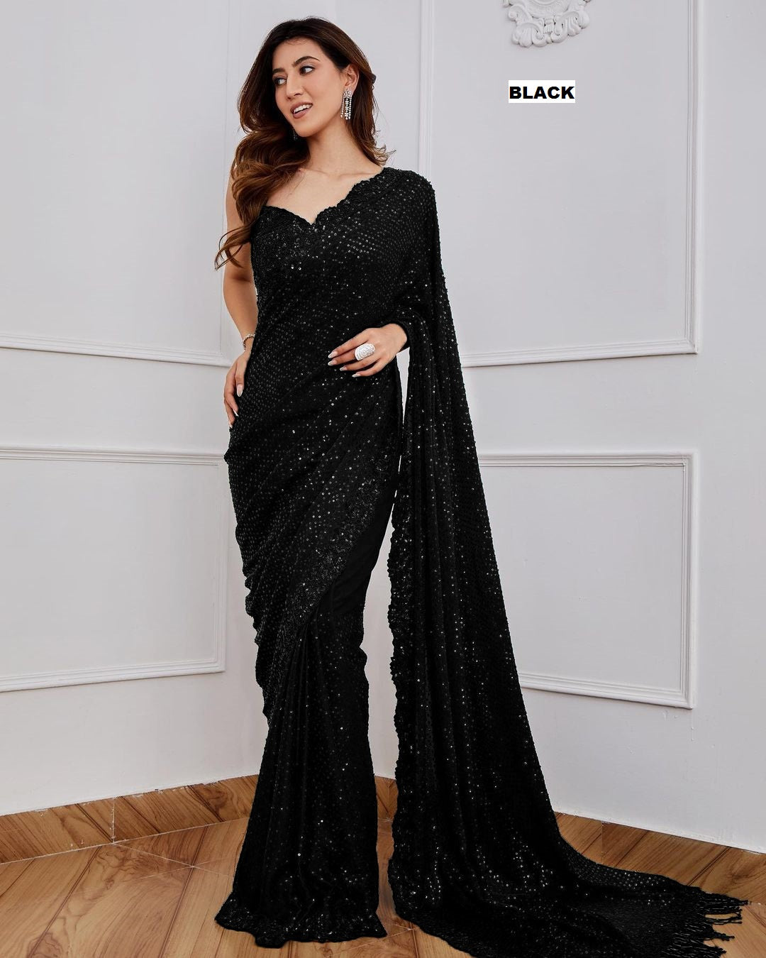 Bollywood Designer Georgette Saree with 5mm Sequins Embroidery