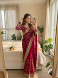 Premium Soft Georgette Saree with Heavy Embroidery & Sequins Work
