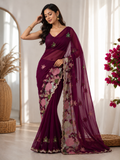 Designer Floral Sequin & Multicolour Embroidery Georgette Saree