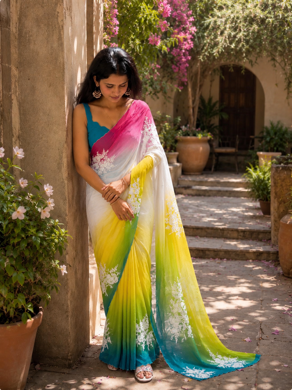 Pure Georgette Sequins Embroidered Saree