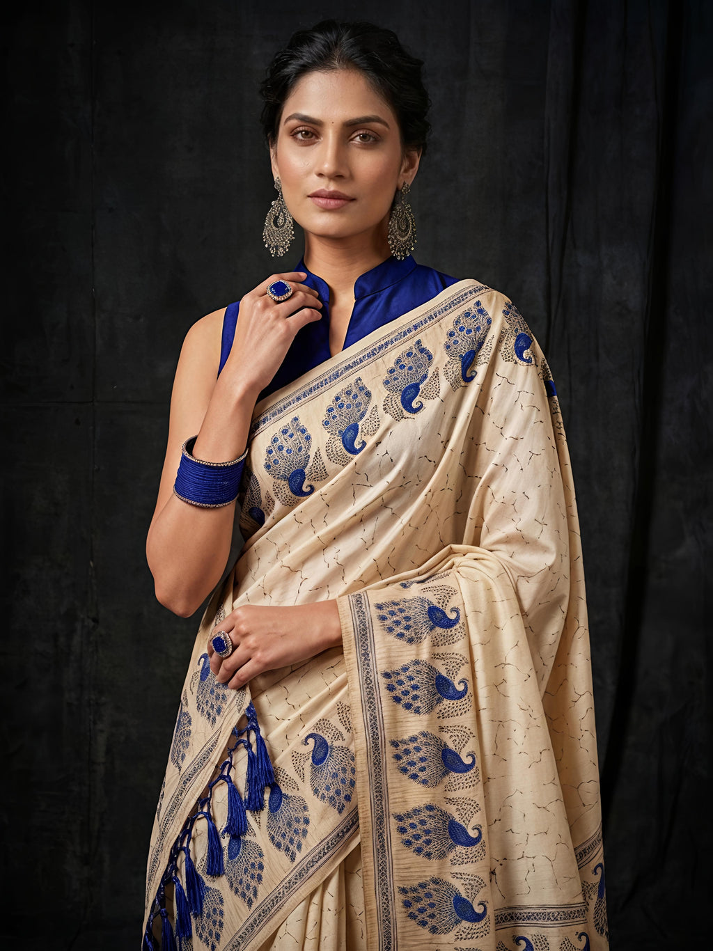 Pure Khadi Cotton Batik Hand Block Print Saree