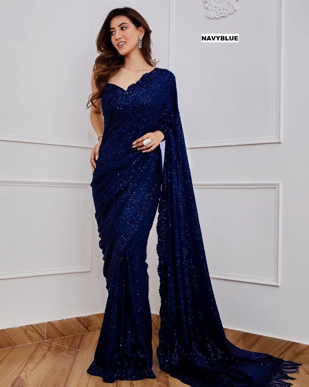 Bollywood Designer Georgette Saree with 5mm Sequins Embroidery