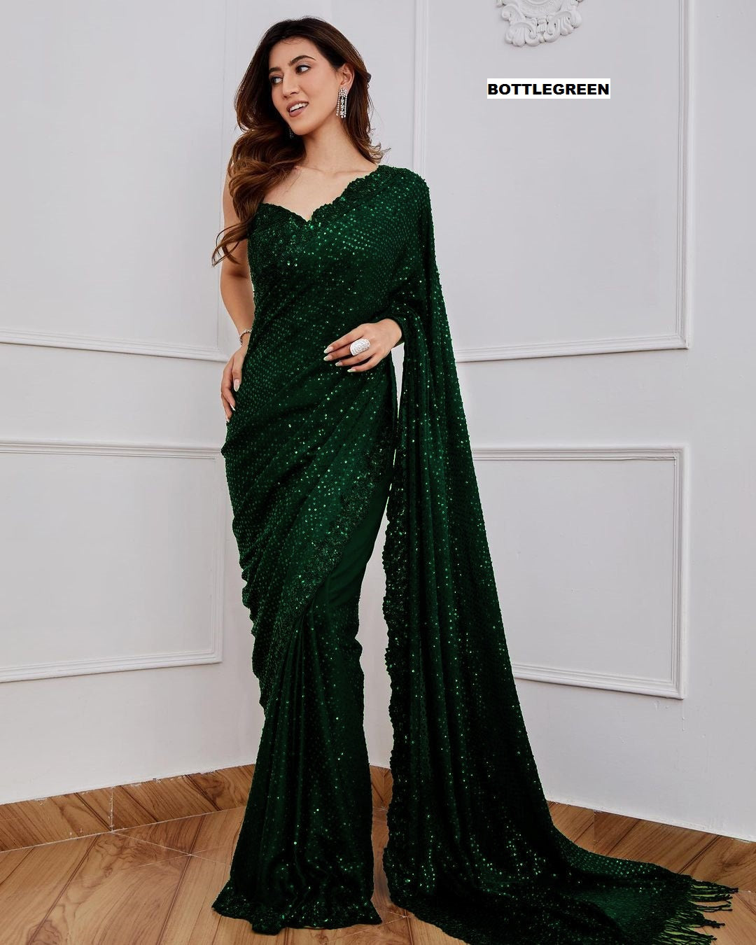 Bollywood Designer Georgette Saree with 5mm Sequins Embroidery