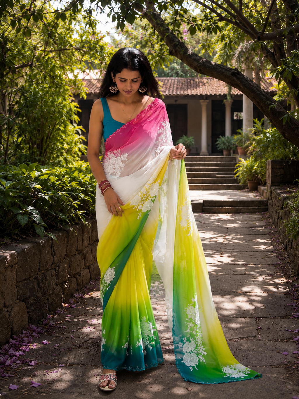 Pure Georgette Sequins Embroidered Saree