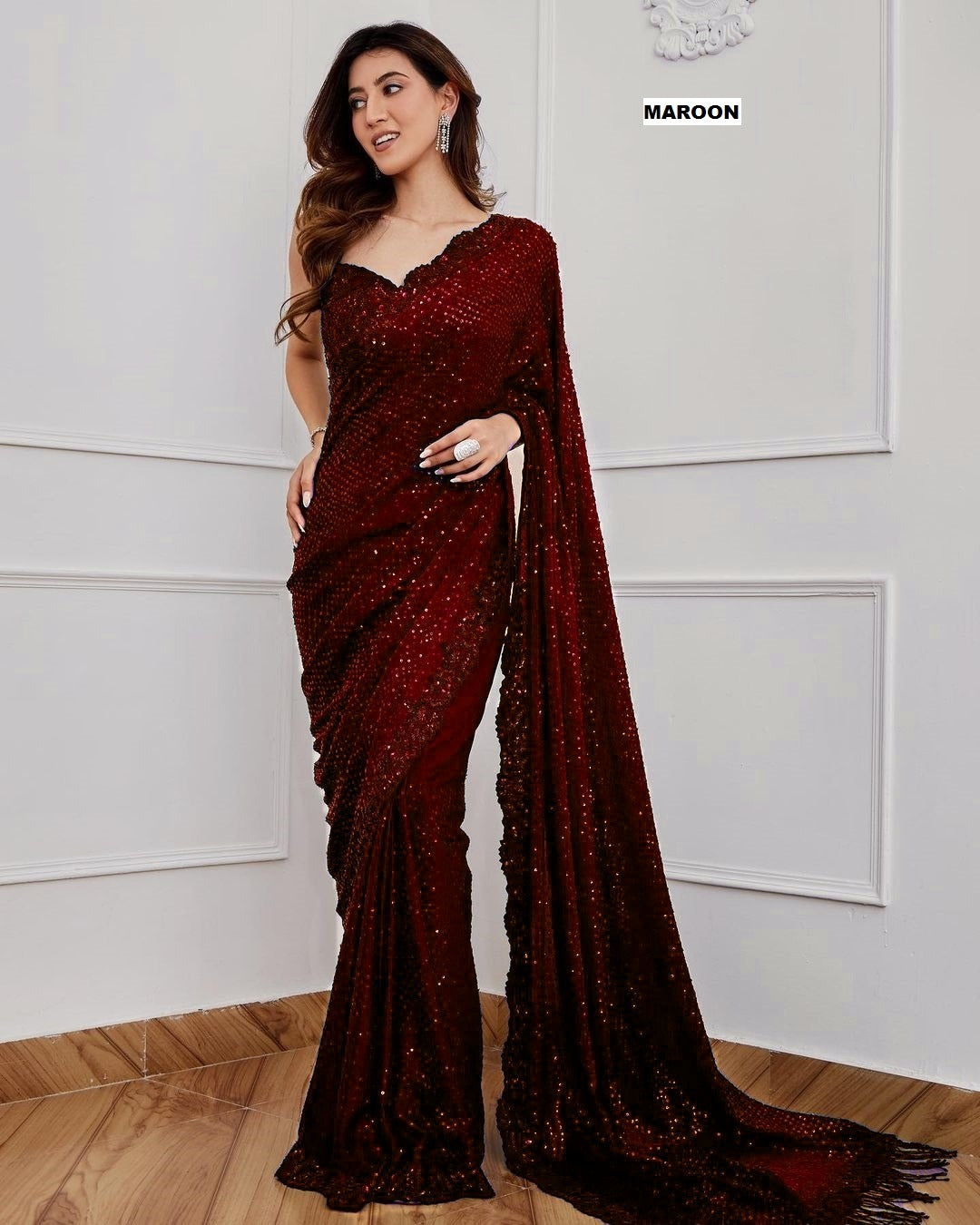 Bollywood Designer Georgette Saree with 5mm Sequins Embroidery