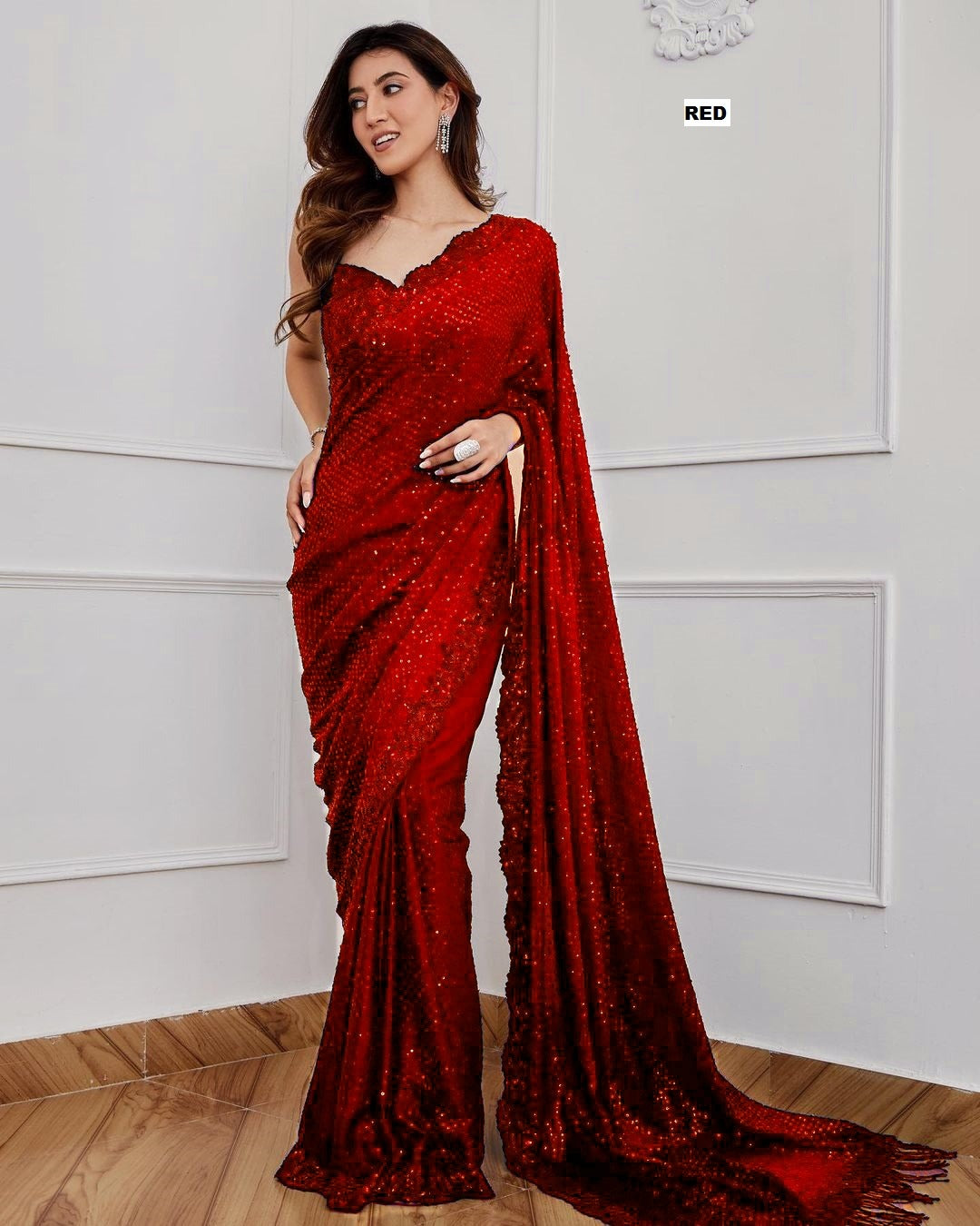Bollywood Designer Georgette Saree with 5mm Sequins Embroidery