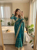 Premium Soft Georgette Saree with Heavy Embroidery & Sequins Work