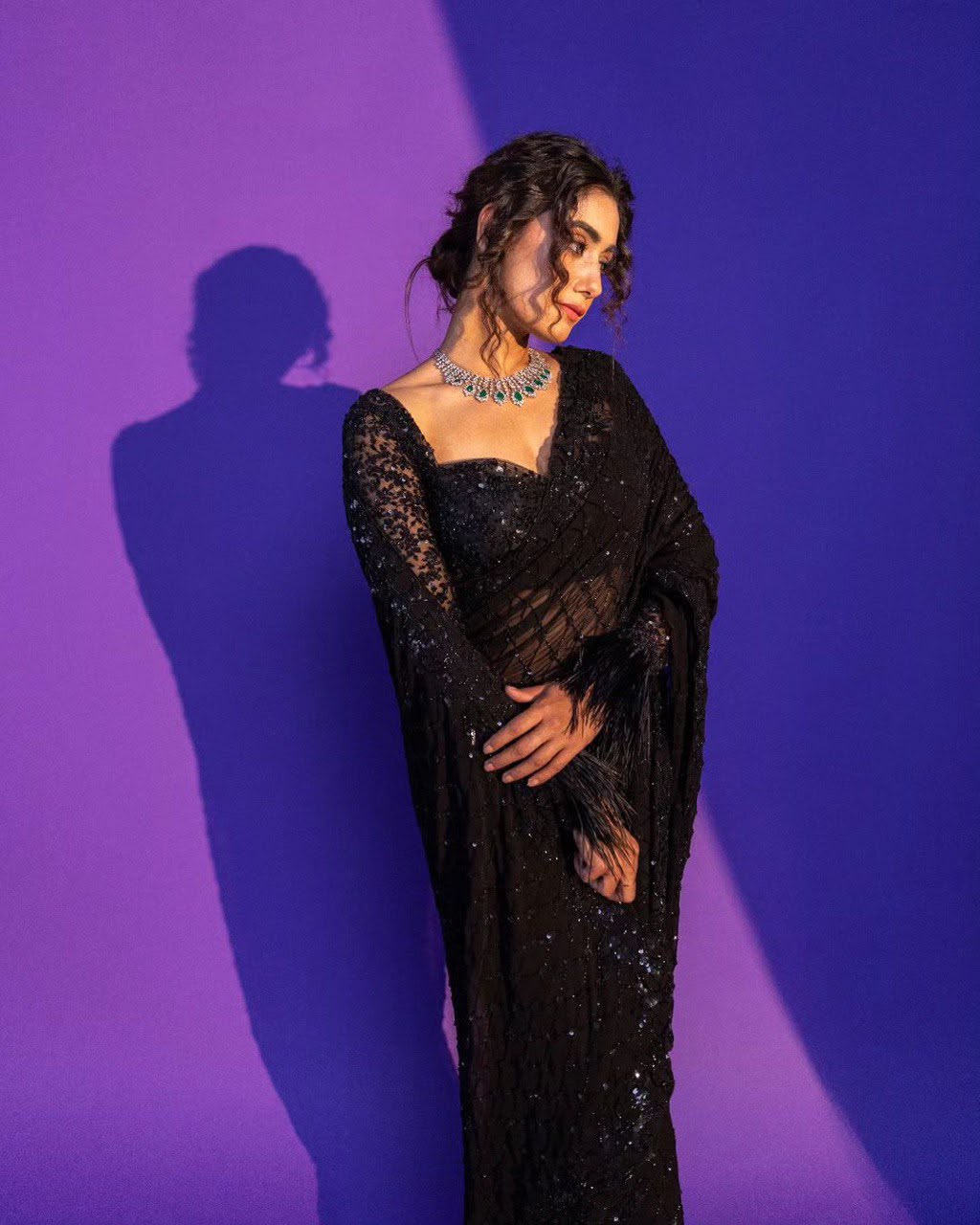 Designer Soft Net Sequins Embroidered Saree