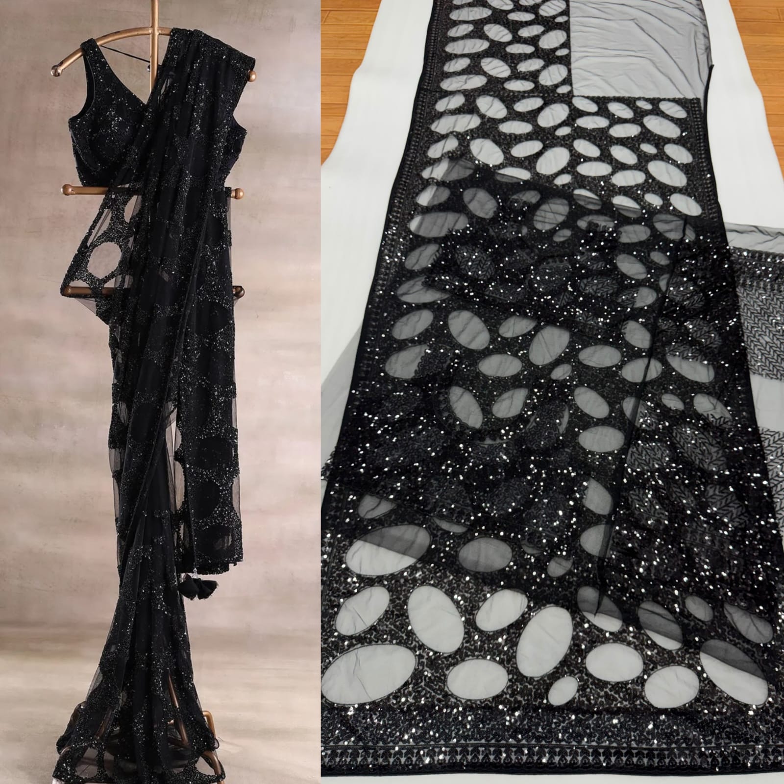Bollywood-Inspired Butterfly Net Sequins Saree