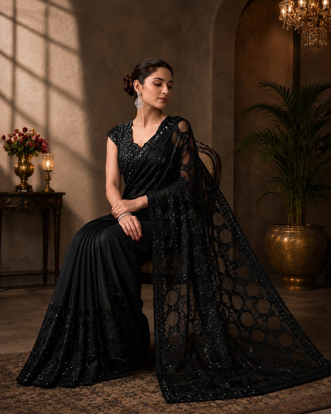 Bollywood-Inspired Butterfly Net Sequins Saree