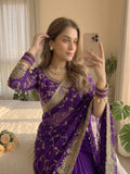 Premium Soft Georgette Saree with Heavy Embroidery & Sequins Work