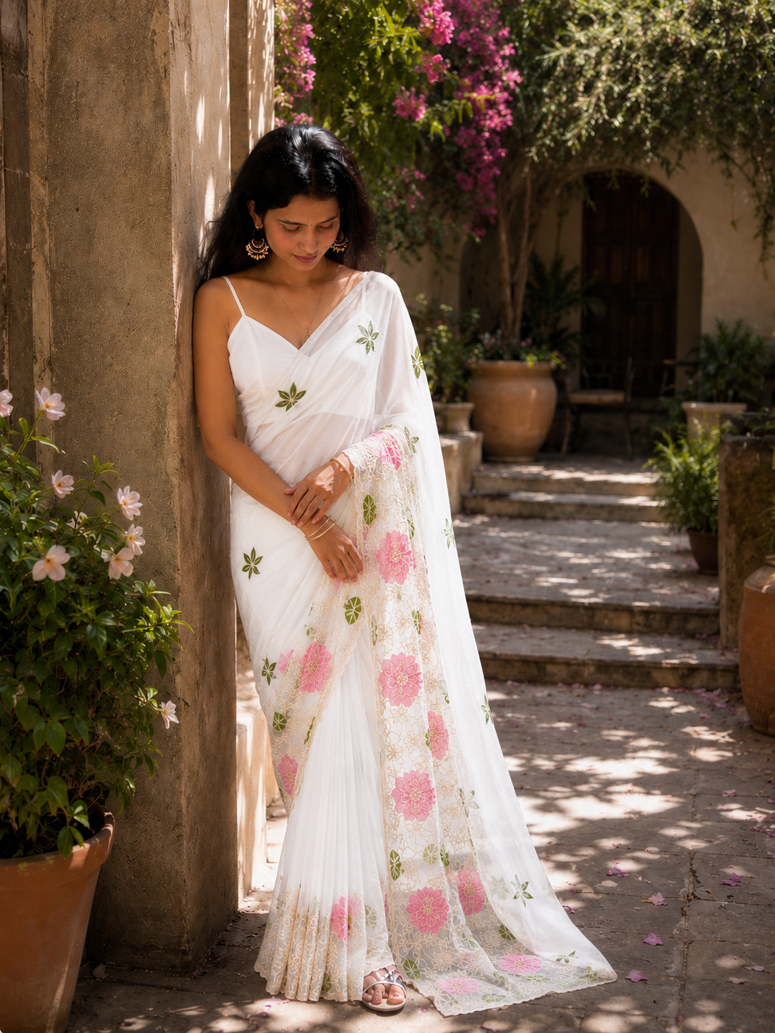 Designer Floral Sequin & Multicolour Embroidery Georgette Saree